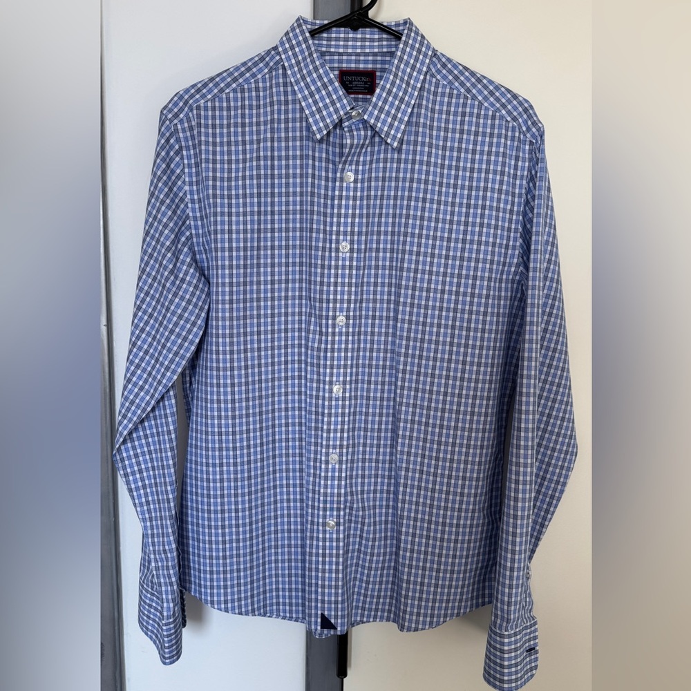 UNTUCKit Men's Blue Plaid Button Down Shirt
